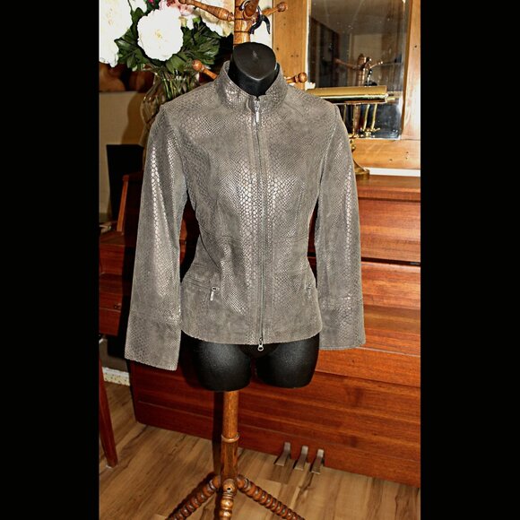 SOLD Sleek Moto Genuine Leather & Suede Python Jacket - Picture 11 of 11